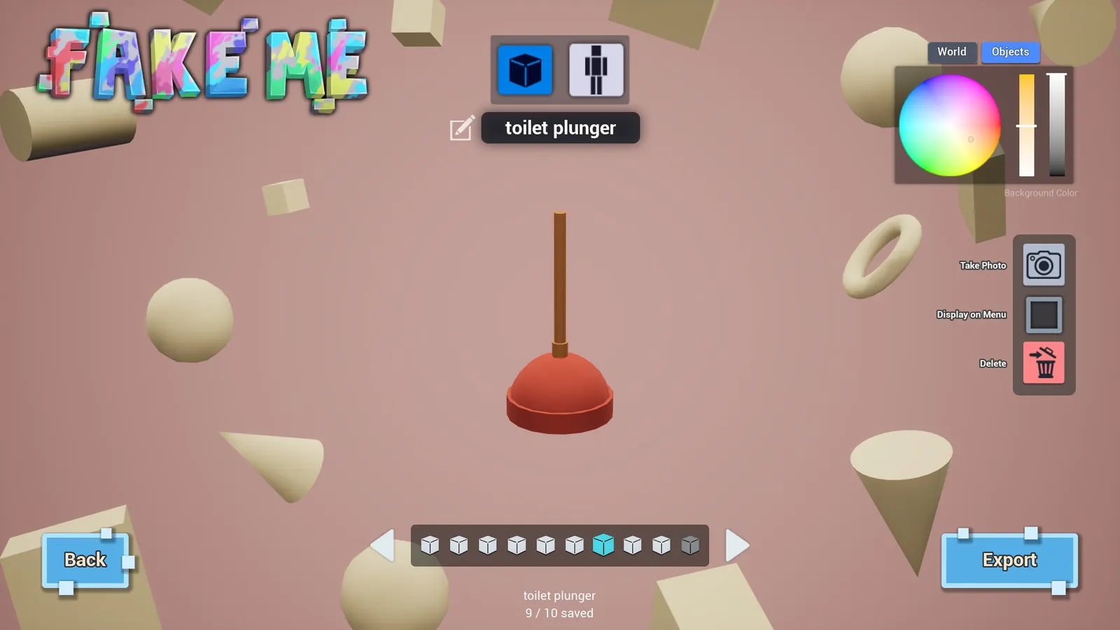 A toilet plunger model saved in the FAKE ME library
